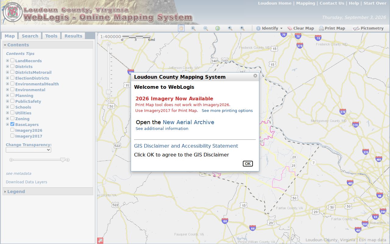 Sterling neighbors lookup in Loudoun WebLogis parcel viewer