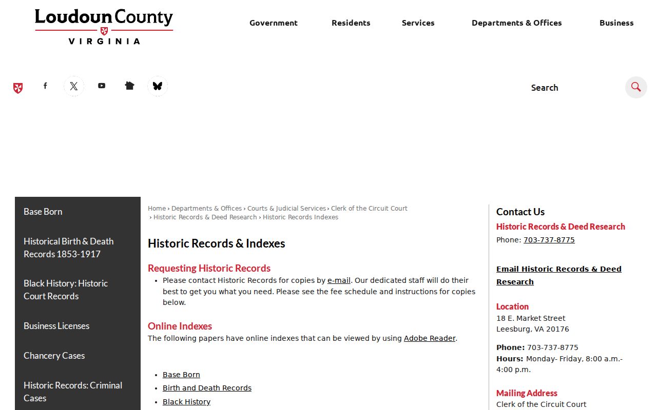Sterling street directory Loudoun historic records index categories