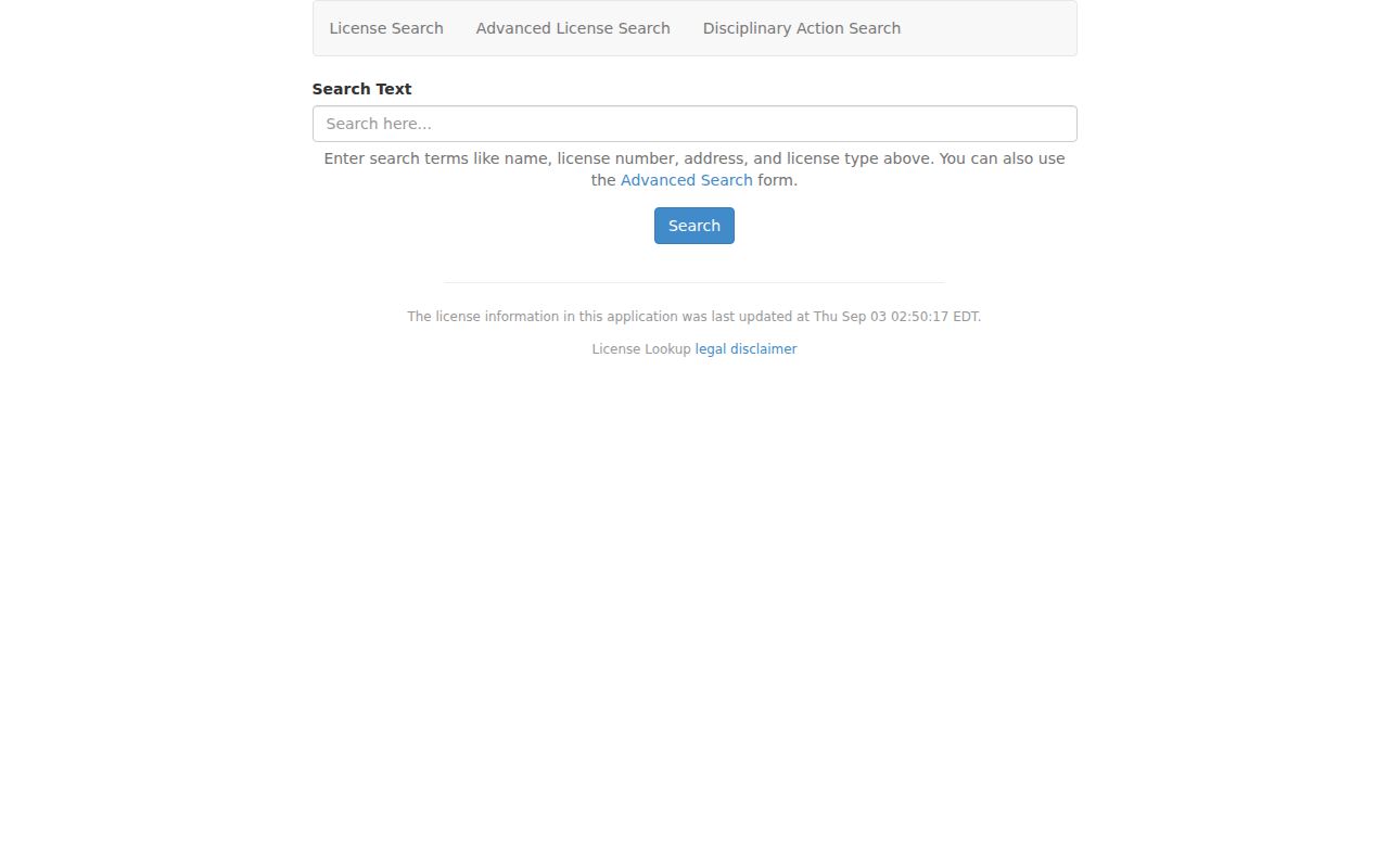 Sterling resident lookup using Virginia DPOR license lookup