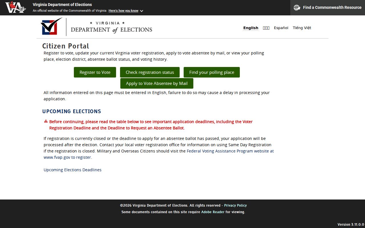 Sterling resident lookup through Virginia voter information portal